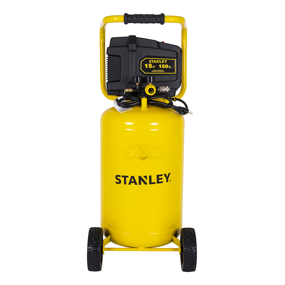 COMPRESOR DE AIRE DE 2HP 15 GAL. 57 LTS 120-150 PSI CFM HASTA 3.4 VERTICAL C/RUEDAS 120 V LIBRE DE ACEITE