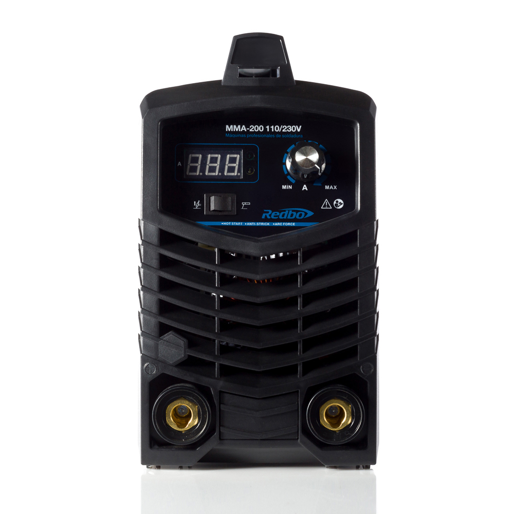 SOLDADORA INVERSOR DE 110/220V BIVOLTAJE 200AMP C/AJUSTE AUTOMATICO P/ELECTRODO 1/16-1/8 TEC. IGBT CICLO DE TRAB. 60% (USO RUDO)