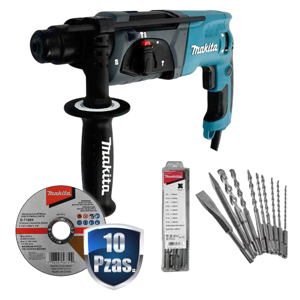 ROTOMARTILLO SDS PLUS 15/16 850W 2.8 KG 3 FUNCIONES+KIT DE BROCAS Y CINCELES D45820+10 DISCOS DE CORTE D71685