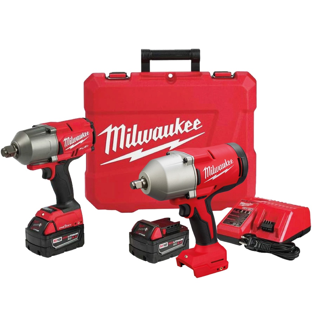 KIT LLAVE DE IMPACTO M18 FUEL 3/4 ONE KEY CARGADOR Y BATERIAS 5AMP + LLAVE DE IMPACTO 1/2 2666-20