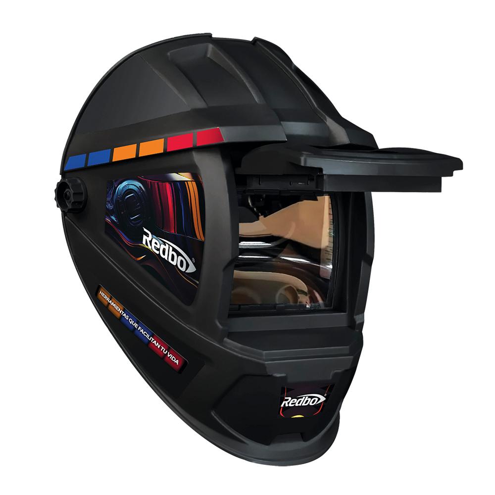 CARETA ELECTRONICA PARA SOLDAR DE SOMBRA VARIABLE DIN 9 A 13 C/AREA DE VISION 92.5X42.5 MM (NEGRO/NARANJA)