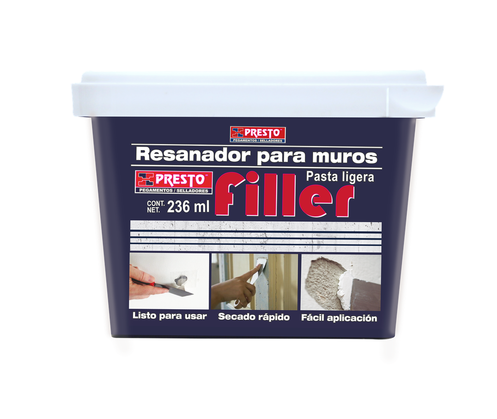 RESANADOR DE MUROS PRESTO FILLER TARRO DE 236 ML.