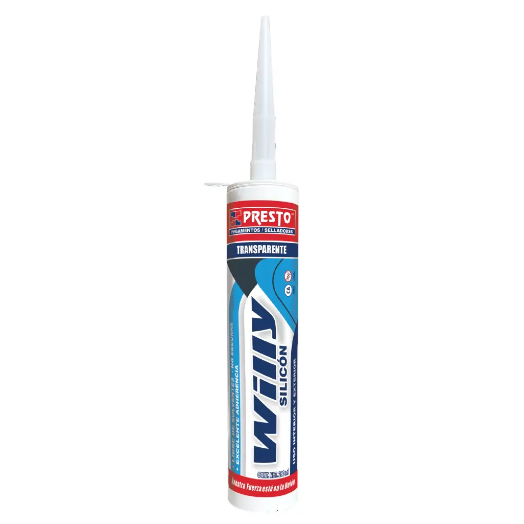 SILICON TRANSPARENTE WILLY EN CARTUCHO DE 280 ML.
