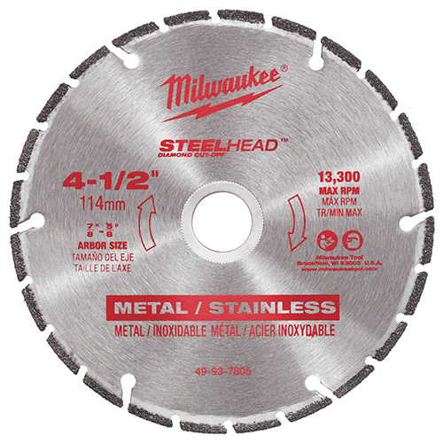 DISCO DE DIAMANTE 4 1/2 P/CORTE METAL PTR, SOLIDOS, ANGULOS STEEL HEAD P/MINI