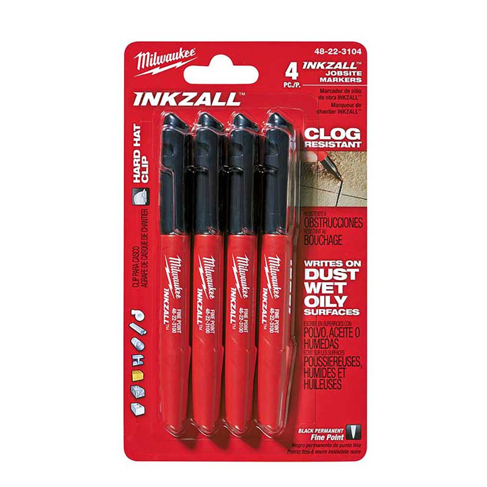 PAQUETE DE 4 MARCADORES INDUSTRIALES P/METAL Y MADERA COLOR NEGRO