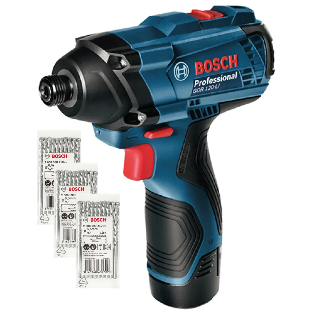 DESTORNILLADOR DE IMPACTO 12 V 2.600 RPM (BOI-19F0-0G1) + 30 BROCAS DE CONCRETO