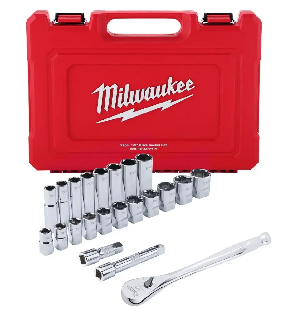 22 PC 1/2 DRIVE SAE RATCHET AND SOCKET SET WITH FOUR FLAT™ SIDES