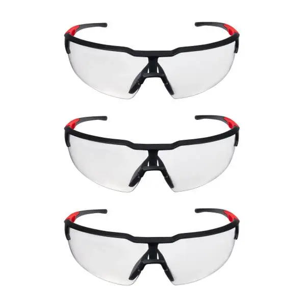 PAQUETE DE 3 GAFAS DE SEGURIDAD TRANSPARENTES CON LENTES RESISTENTES A RAYADURAS