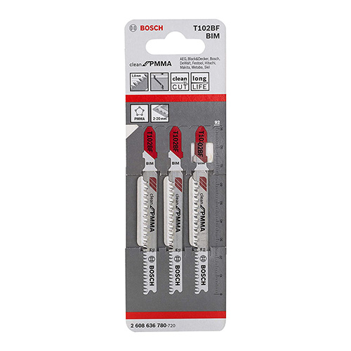 PAQUETE DE 3 SEGUETAS P/CALADORA MADERA/ACRILICO/PLASTICO TIPO T (BOA-T102BF)