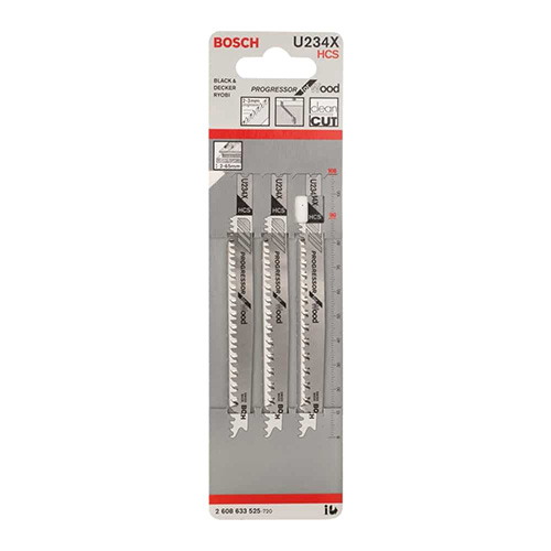 PAQUETE DE 3 SEGUETAS P/CALADORA PROGRESSOR MADERA CORTE ALTA VELOCIDAD BD (BOA-U234X)