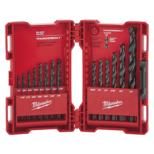 JUEGO DE BROCAS THUNDERBOLT DE 21 PZAS C/ESTUCHE DE 1/16 A 1/2 USO RUDO MILWAUKEE