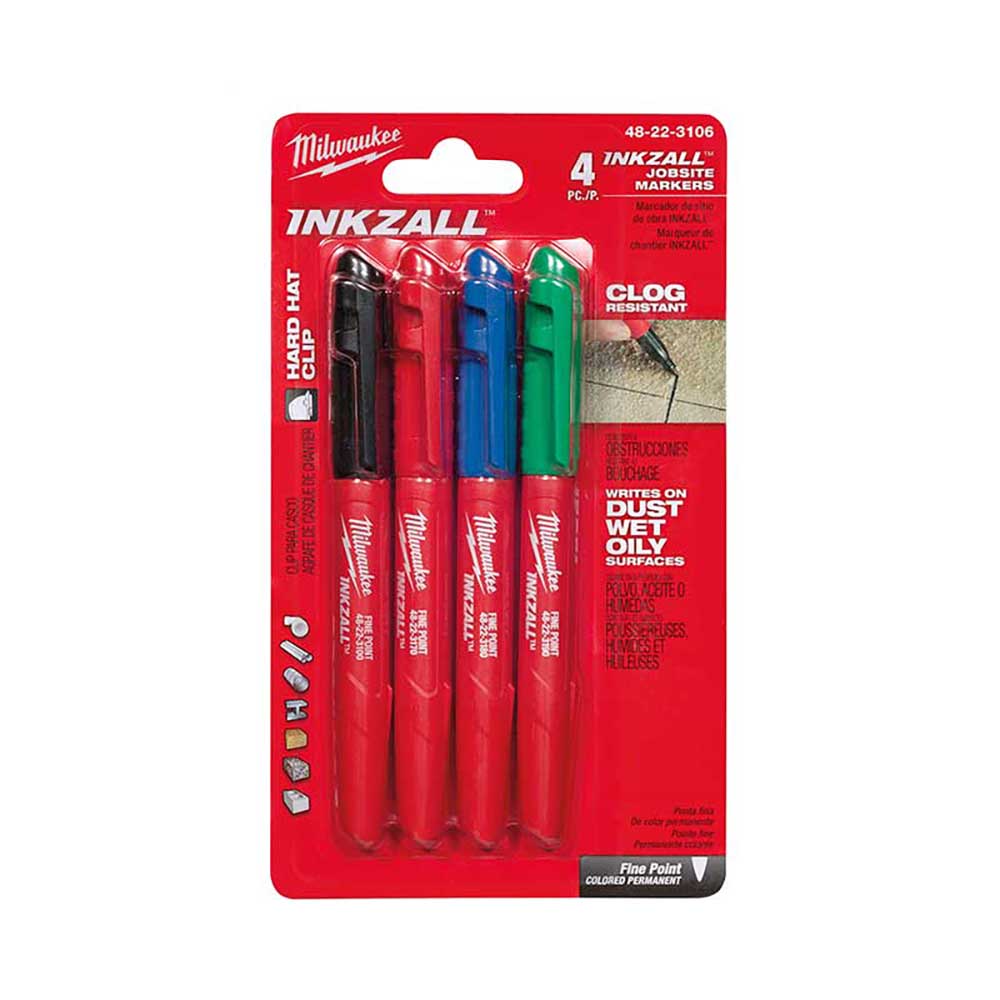 PAQUETE DE 4 MARCADORES INDUSTRIALES P/METAL, MADERA, PLASTICO (NEGRO, VERDE, ROJO, AZUL)