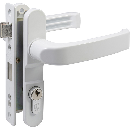 CERRADURA EUROPEA P/PUERTA DE ALUMINIO COLOR BLANCO