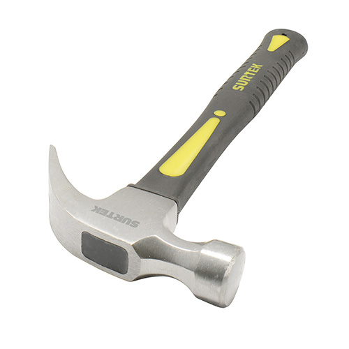 MARTILLO DE UÑA CURVA, MANGO DE FIBRA DE VIDRIO, CABEZA PULIDA DE 16 OZ. (SURTEK