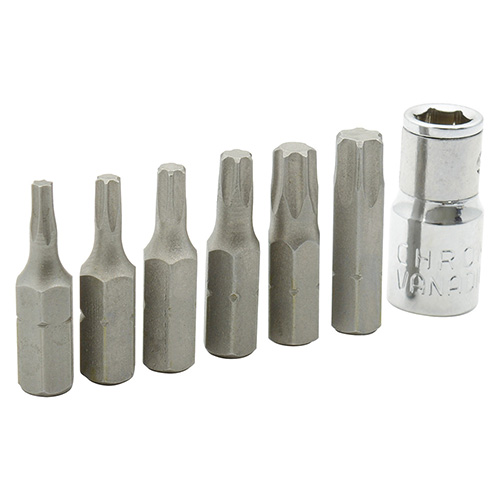 JUEGO PROFESIONAL 6 PUNTAS INTERCAMBIABLES TIPO TORX C/ADAPTADOR DE 1/4