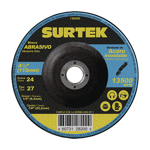 DISCO ABRASIVO TIPO 27 PARA METAL, 4-1/2" X 1/4",13,300 RPM