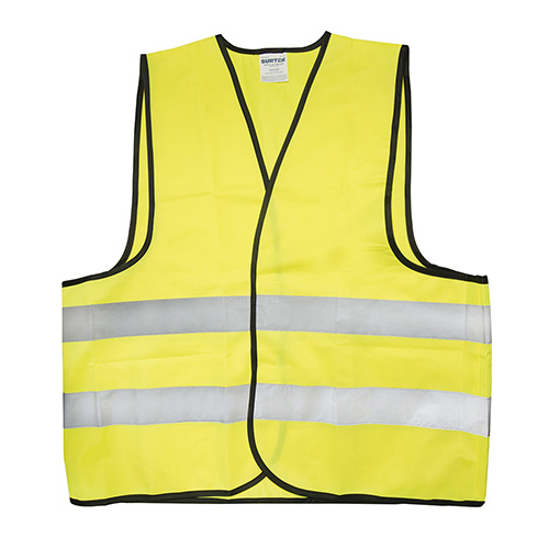 CHALECO DE SEGURIDAD CON CINTAS REFLEJANTES PLATEADAS AMARILLO UNITALLA