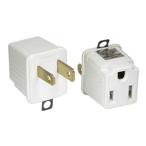 ADAPTADOR CLAVIJA DE ATERRIZADO A POLARIZADO ABS, 2 PIEZAS
