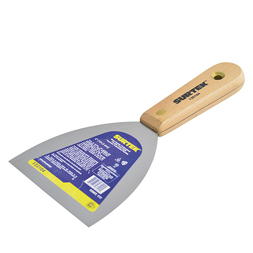 ESPÁTULA FLEXIBLE DE ACERO DE ALTO CARBÓN CON MANGO DE MADERA 4"
