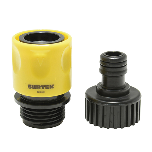 JUEGO DE CONECTORES PARA GRIFO CON SISTEMA CLIC Y ADAPTADOR 3/4" GHT, 2 PIEZAS