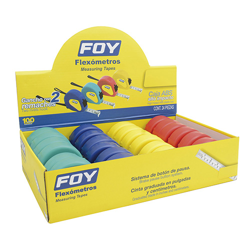 FLEXÓMETROS CON CARCASA DE PLÁSTICO COLORES EN DISPLAY, 5 M X 19 MM