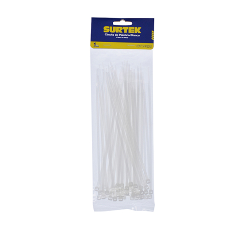 CINCHOS PLÁSTICOS 203 X 4.6 MM, TENSIÓN 22 KG DE 50 PIEZAS, COLOR NATURAL