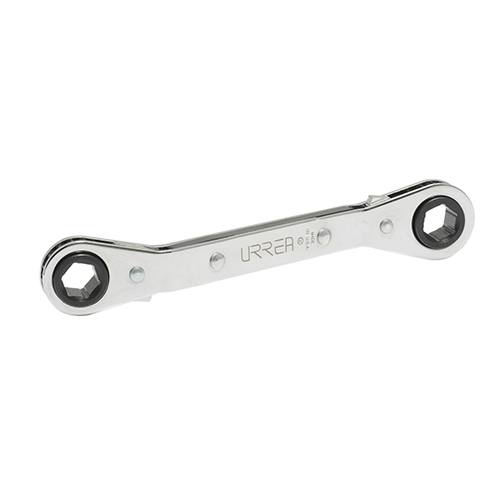 LLAVE DE ESTRÍAS PULIDO ESPEJO ACODADA DE MATRACA MÉTRICA, 6 PUNTAS, 7 X 8 MM