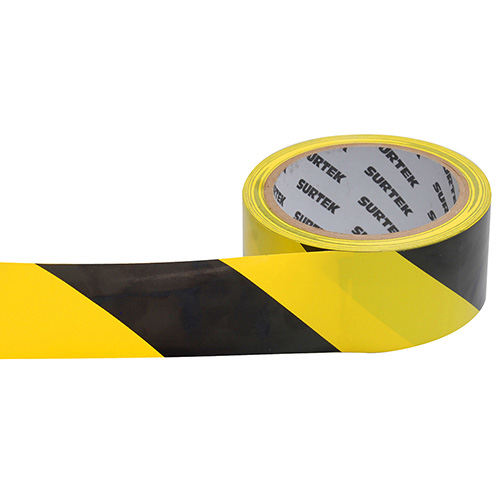 CINTA DE SEÑALIZACIÓN DE ADHESIVO ACRÍLICO ANCHO 2" DE 18 M, COLOR NEGRO/AMARILLO