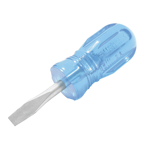 DESTORNILLADOR CON MANGO AZUL, TIPO TROMPO PUNTA PLANA 1/4" X 1-1/2"