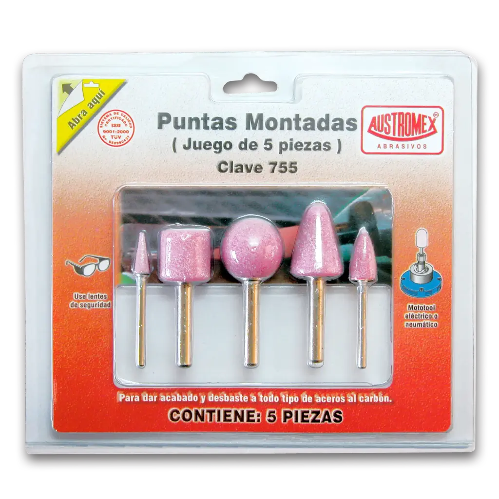 JUEGO DE 5 PUNTAS MONTADAS PARA DESBASTE Y ACABADO DE TODO TIPO DE MATERIALES