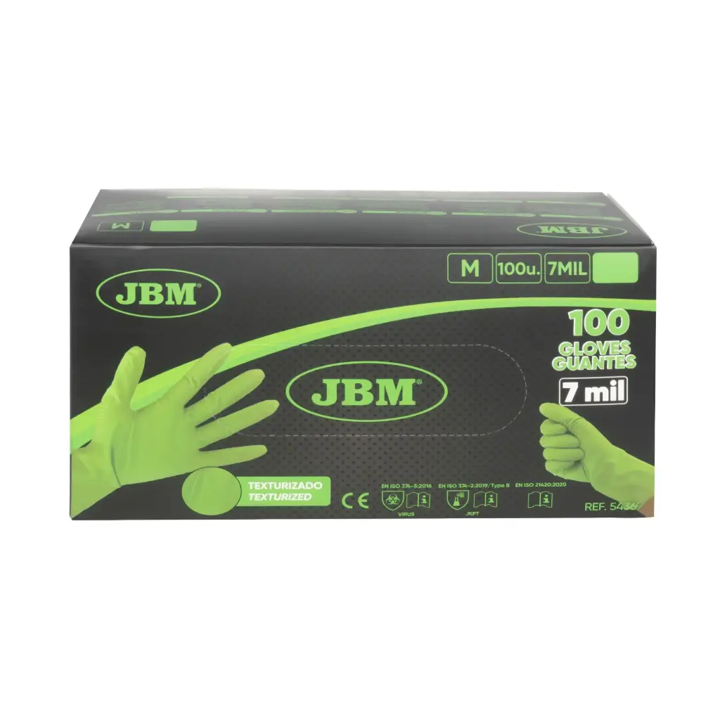 GUANTES VERDE DESECHABLES DE NITRILO T:L 7,0MIL (CAJA DE 100) TEXTURA DIAMANTE