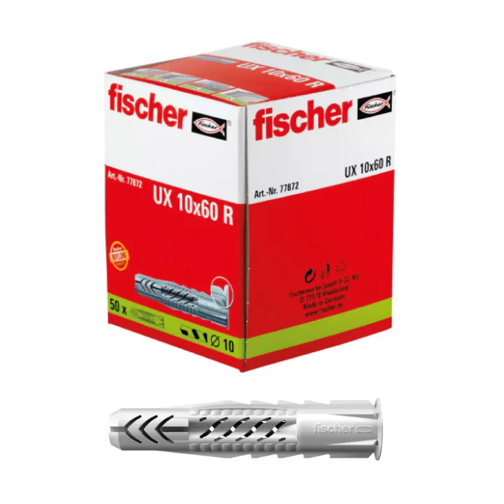 CAJA DE 50 TAQUETES PLASTICOS UX 10X60 R LARGO