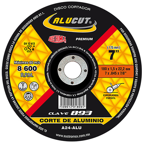 DISCO P/DESBASTE ALUMINIO 7 X 1/4 X 7/8 (F.E)