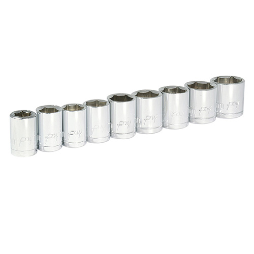 JUEGO DE 9 DADOS METRICOS CUADRO DE 3/8", 6 PUNTAS, EN RIEL