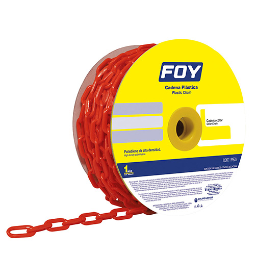 CADENA PLASTICA CALIBRE 8 MM DE 25 M, COLOR ROJO
