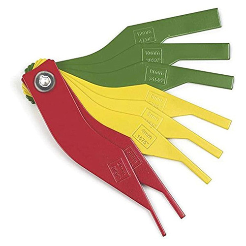 CALIBRADOR DE ESPESOR P/BALATAS DE FRENOS (3 COLORES P/MEJOR APLICACION)