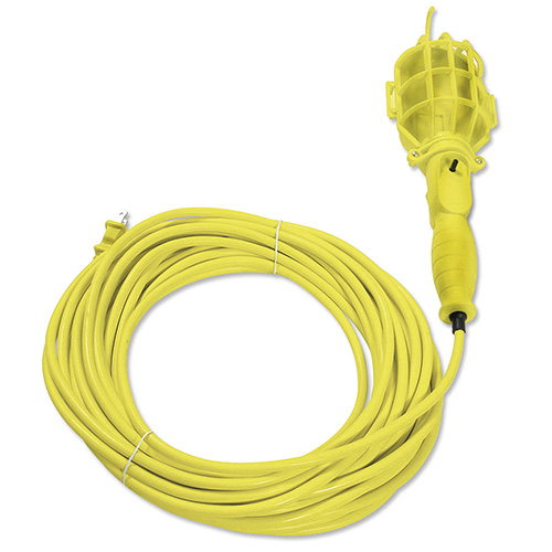 LAMPARA DE TALLER CON CANASTILLA PLASTICA, COLOR AMARILLO 15 M