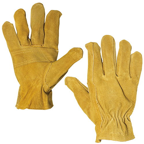 GUANTES TIPO SOLDADOR DE PIEL DE CARNAZA CON FORRO INTERNO PUÑO LARGO