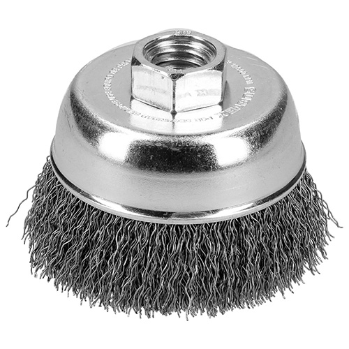 CARDA COPA ONDULADA ALAMBRE DELGADO 5" X 0.35 MM CON ROSCA 5/8"