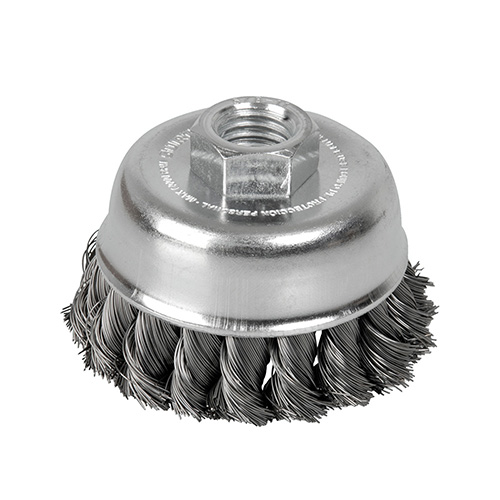 CARDA COPA TRENZADA ALAMBRE DELGADO 3" X 0.35 MM CON ROSCA 5/8"