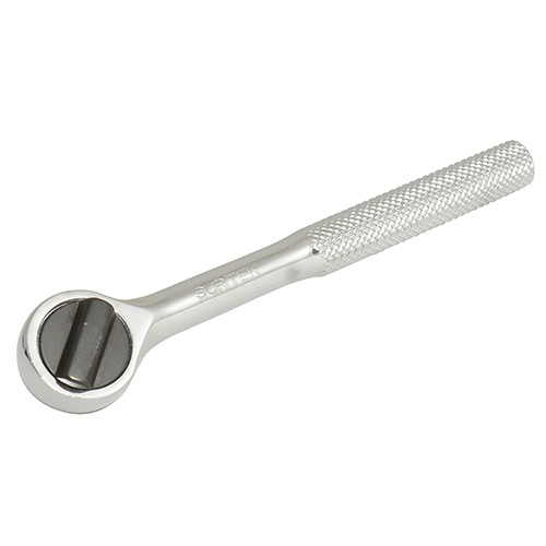 MATRACA REVERSIBLE PARA DADO CUADRO DE 1/4", CABEZA REDONDA, MANGO MOLETEADO