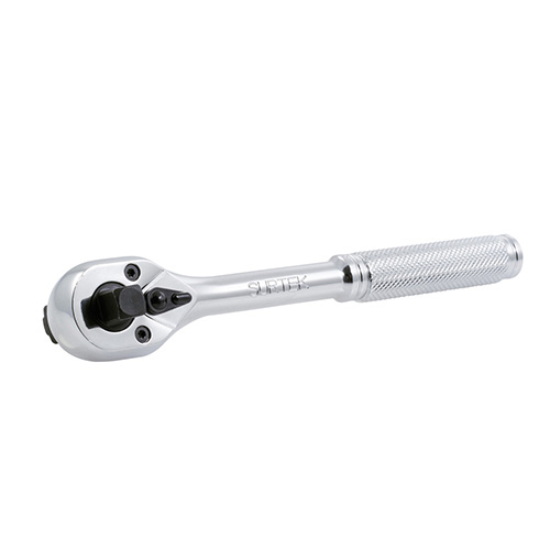 MATRACA TRIPLE PARA DADOS CUADRO DE 1/4", 3/8", Y 1/2", CABEZA TIPO PERA, MANGO MOLETEADO