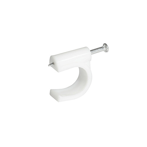 GRAPA PARA CABLE COAXIAL 5 MM, COLOR BLANCO, 20 PIEZAS