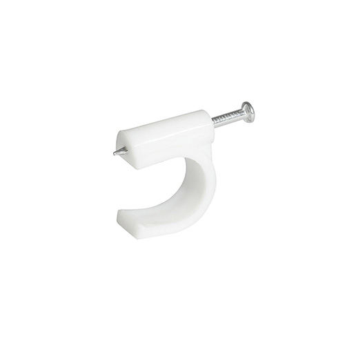 GRAPA PARA CABLE COAXIAL 6 MM, COLOR BLANCO, 20 PIEZAS