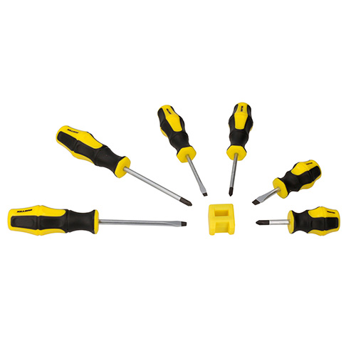 JUEGO DE DESTORNILLADORES CON MANGO BIMATERIAL EN BLISTER COMBINADOS, 6 PIEZAS