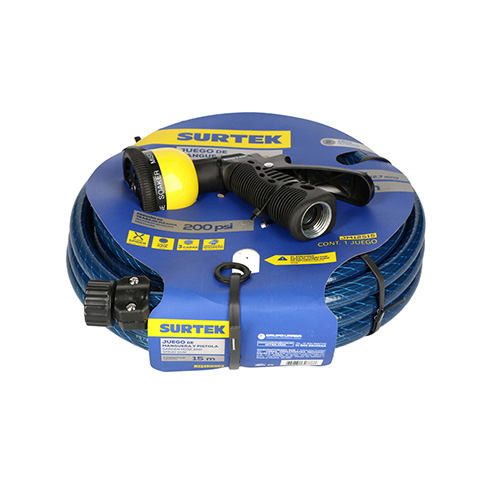 MANGUERA PARA JARDIN TEJIDO SPIDER 1/2", 15 M CON PISTOLA PARA RIEGO