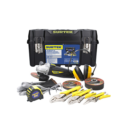 JUEGO COMBINADO DE HERRAMIENTA CON MINI ESMERILADORA, 19 PIEZAS