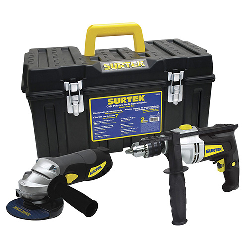 JUEGO COMBINADO DE HERRAMIENTA DE PODER CON CAJA PLASTICA, 3 PIEZAS