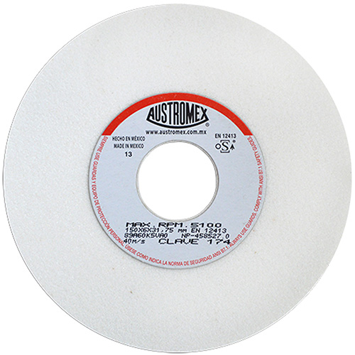 RUEDA P/AFILADO Y RECT. 6 X 1/4 X 1 1/4 GRANO 60 BLANCA
