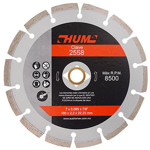 DISCO DE DIAMANTE P/USO GENERAL DENTADO 7 X 0.090 X 7/8 LINEA HUM